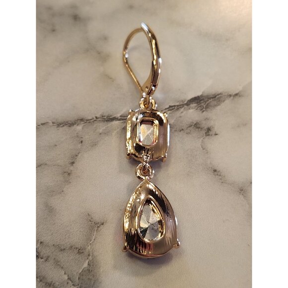 Gold-Tone Crown & Ivy Red Gem Drop Earrings For Women - Picture 5 of 5